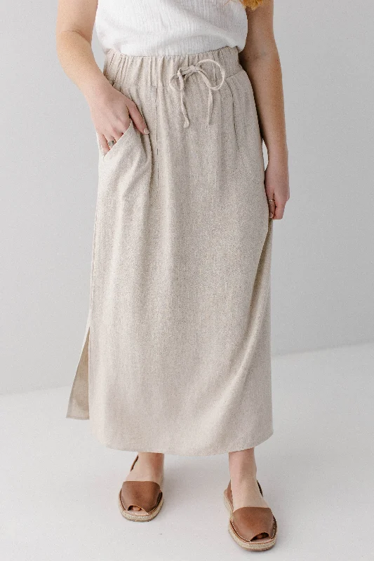 'Winslet' Waist Tie Maxi Skirt in Natural