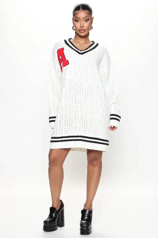 A Team Sweater Mini Dress - White