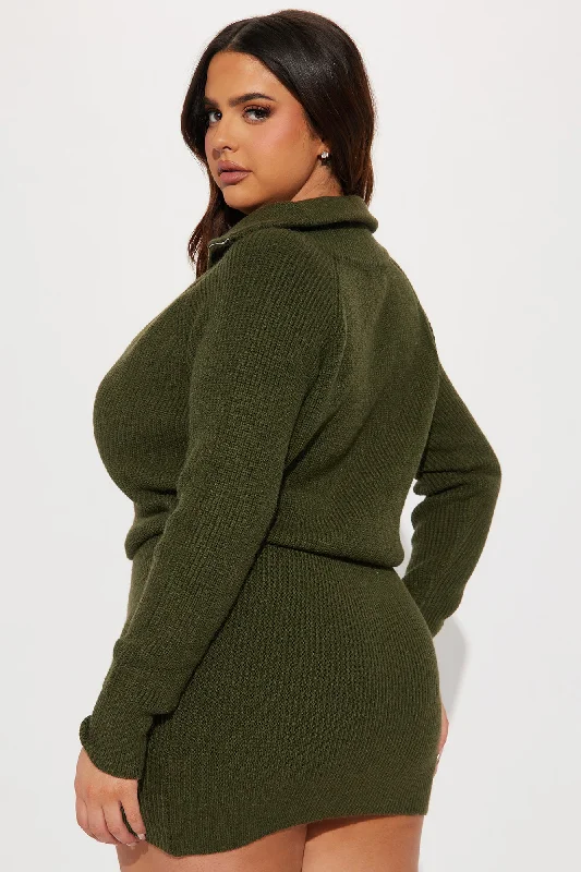 Ashley Sweater Mini Dress - Olive