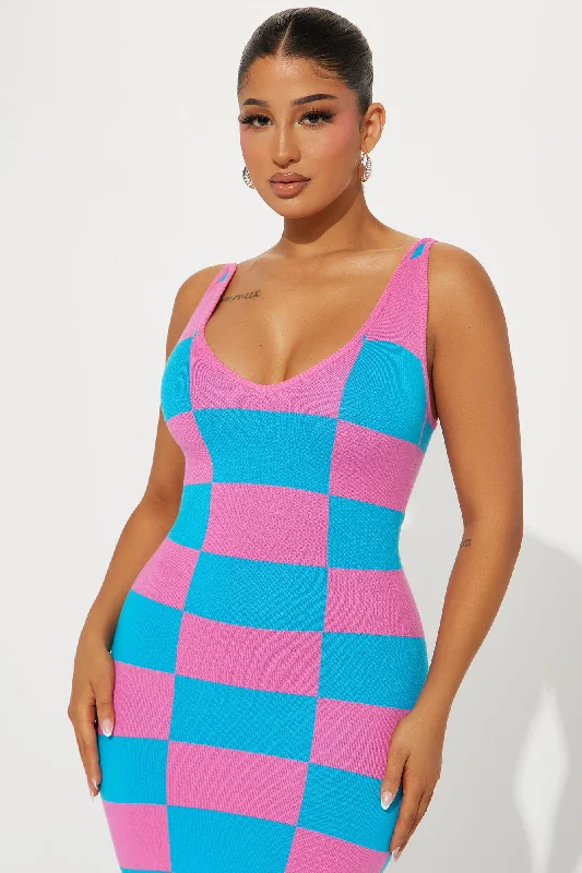 Check Me Sweater Maxi Dress - Pink/combo