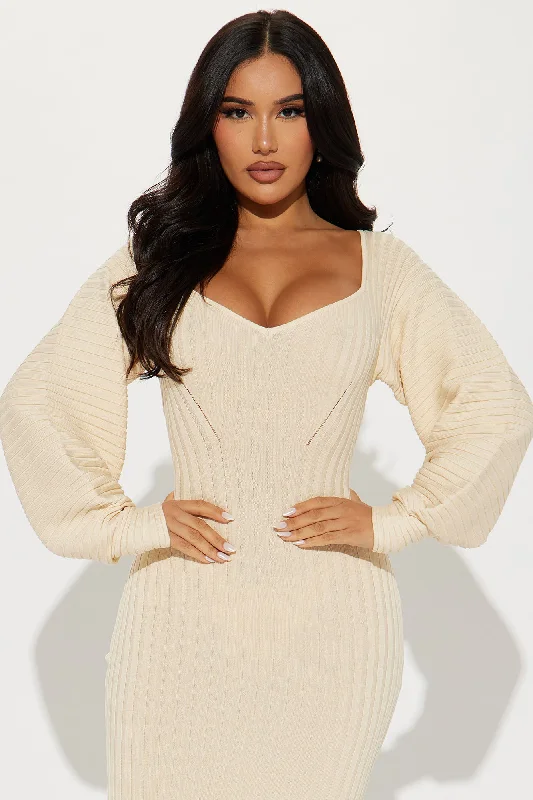 Gemini Sweater Midi Dress - Cream