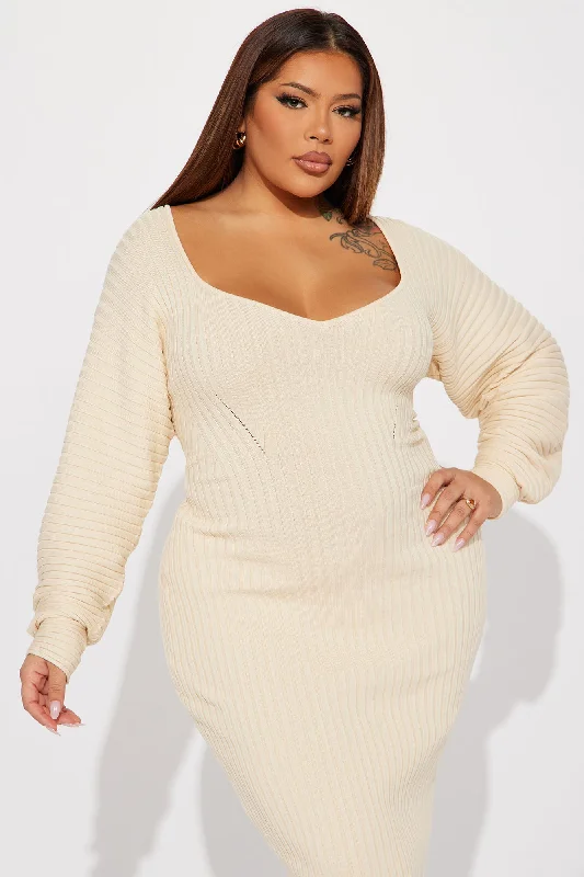 Gemini Sweater Midi Dress - Cream