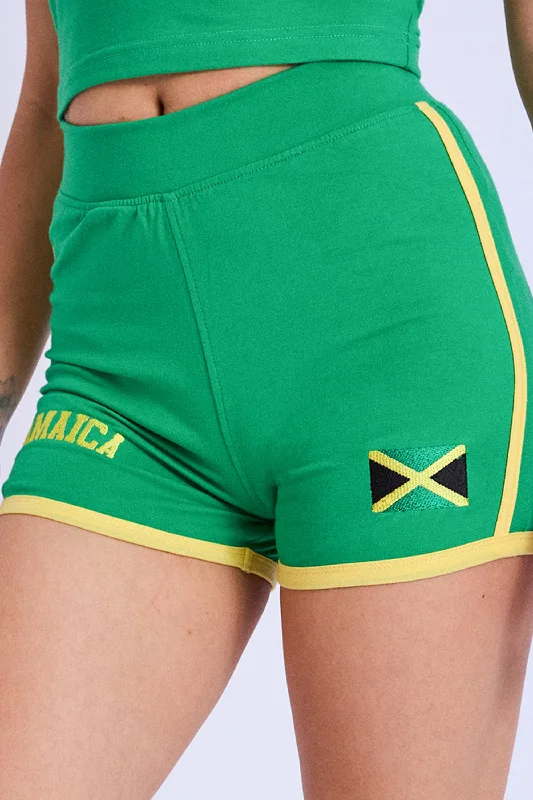 Jamaica Contrast Trim Mini Shorts Green