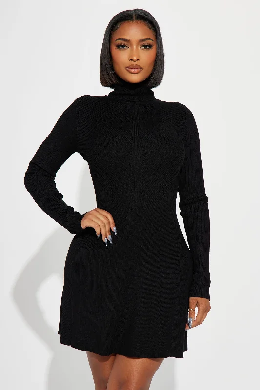 Jodie Ribbed Mini Dress - Black