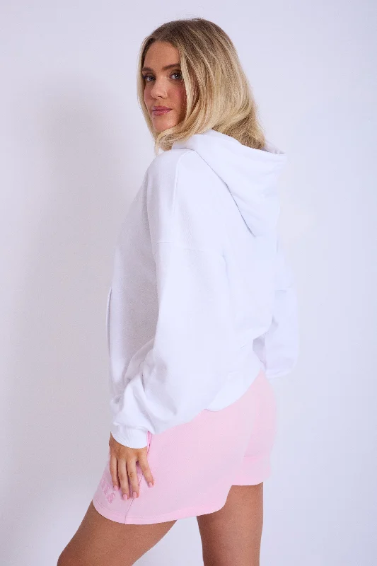 Kaiia Tennis Club Oversized Hoodie White & Baby Pink