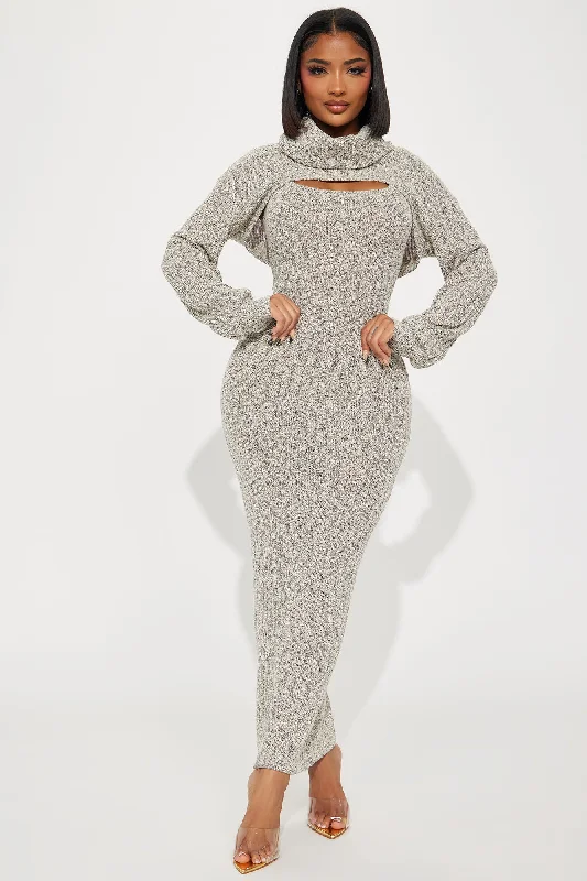 Laurie Sweater Maxi Dress Set - Heather Grey