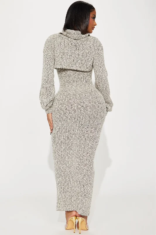 Laurie Sweater Maxi Dress Set - Heather Grey