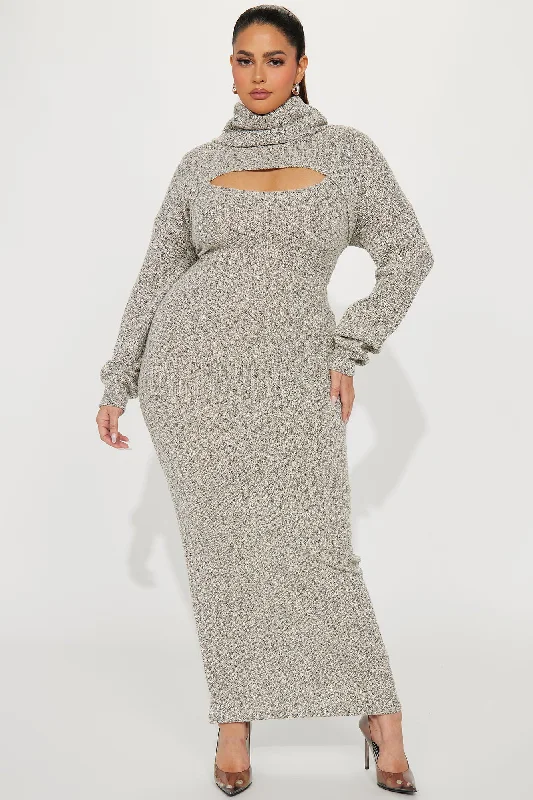 Laurie Sweater Maxi Dress Set - Heather Grey