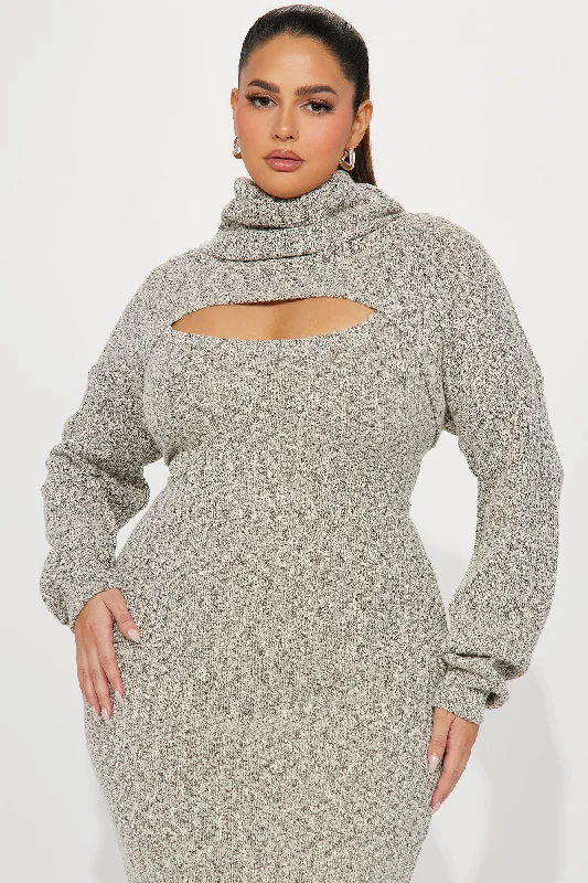 Laurie Sweater Maxi Dress Set - Heather Grey