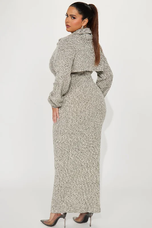 Laurie Sweater Maxi Dress Set - Heather Grey