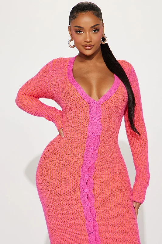 Mariah Sweater Maxi Dress - Pink/combo