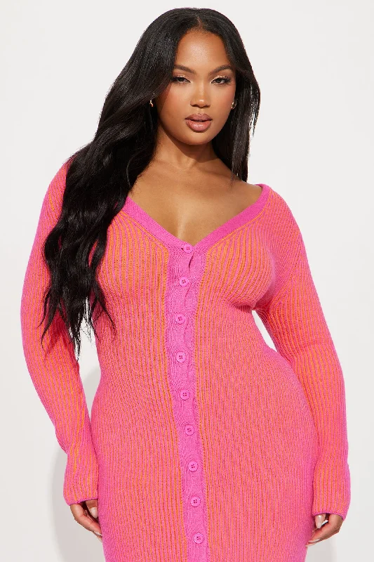 Mariah Sweater Maxi Dress - Pink/combo