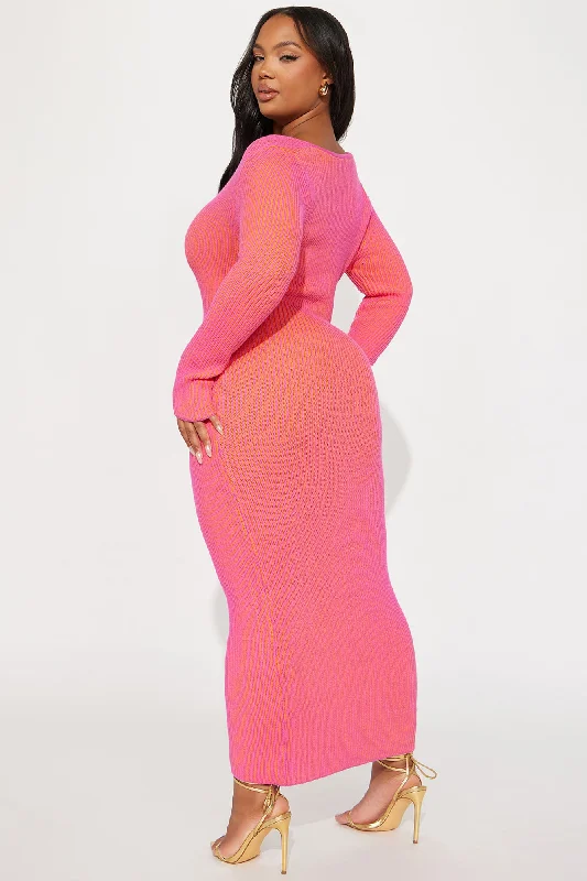 Mariah Sweater Maxi Dress - Pink/combo