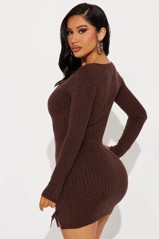 Maya Sweater Mini Dress - Chocolate