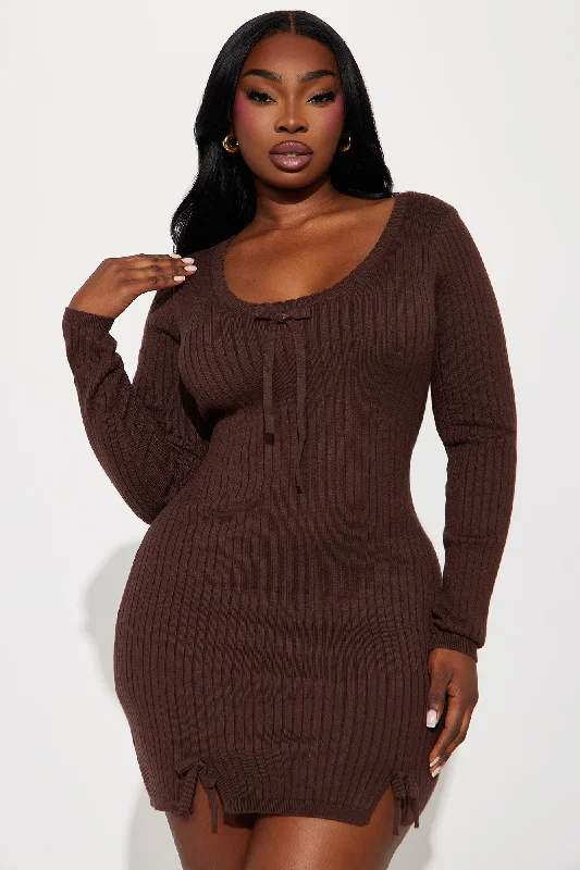 Maya Sweater Mini Dress - Chocolate