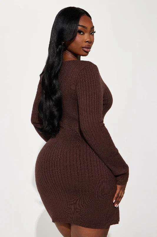 Maya Sweater Mini Dress - Chocolate