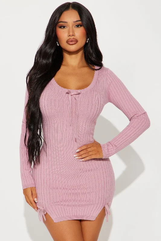 Maya Sweater Mini Dress - Mauve