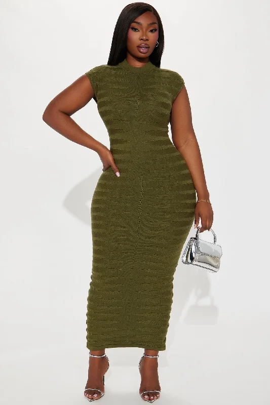 Poppy Sweater Maxi Dress - Olive