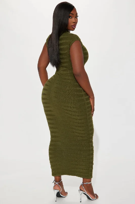 Poppy Sweater Maxi Dress - Olive