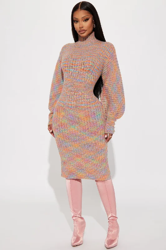 Serena Sweater Midi Dress - Multi Color