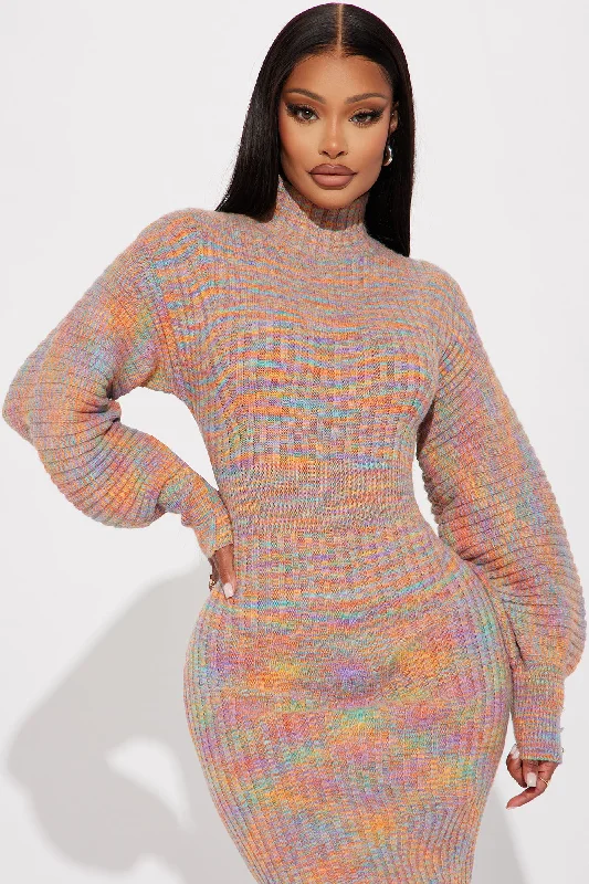 Serena Sweater Midi Dress - Multi Color