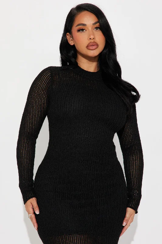 Sunday Sweater Midi Dress - Black