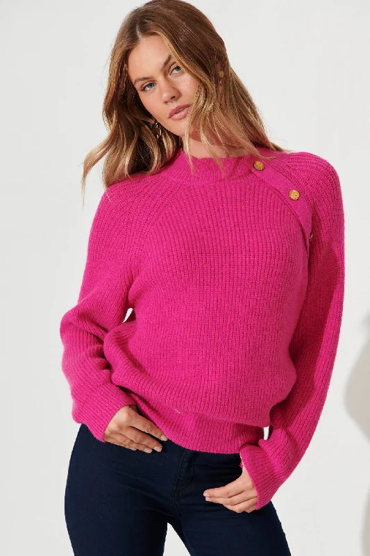 Tasmin Knit In Fuchsia Wool Blend