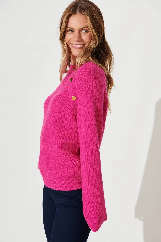 Tasmin Knit In Fuchsia Wool Blend