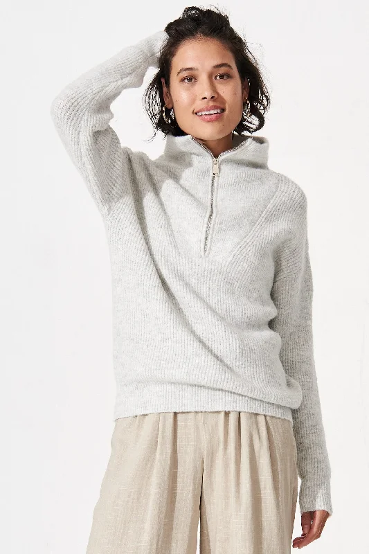 Uma Zip Athleisure Knit in Grey