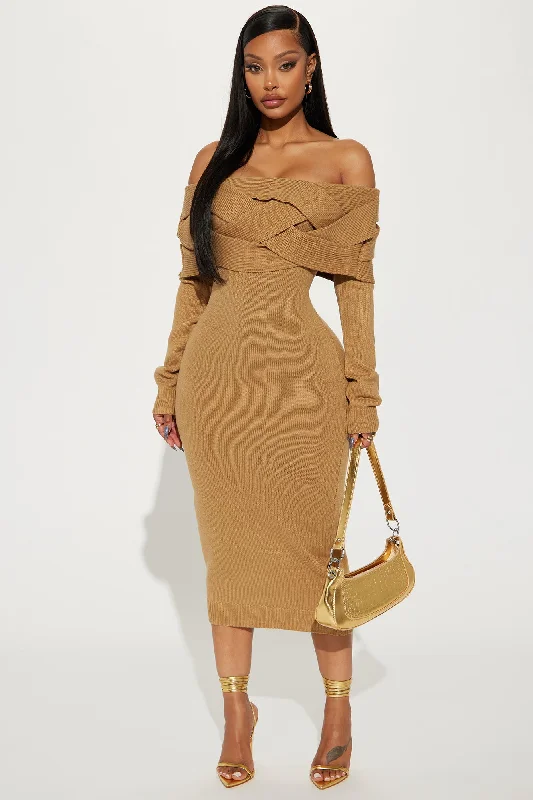 Vivien Sweater Midi Dress - Tan