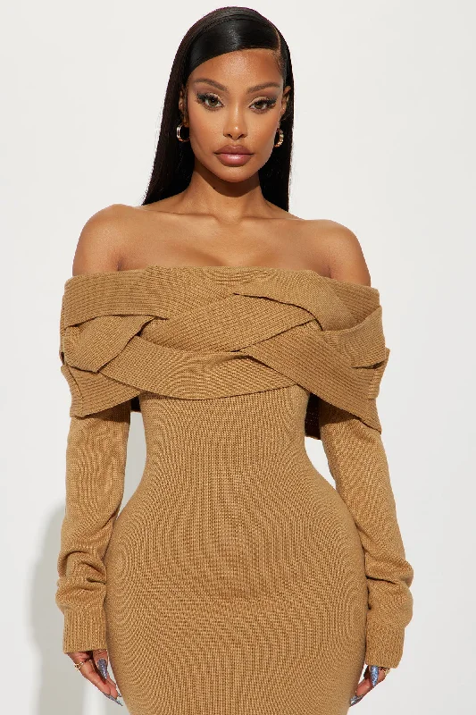 Vivien Sweater Midi Dress - Tan