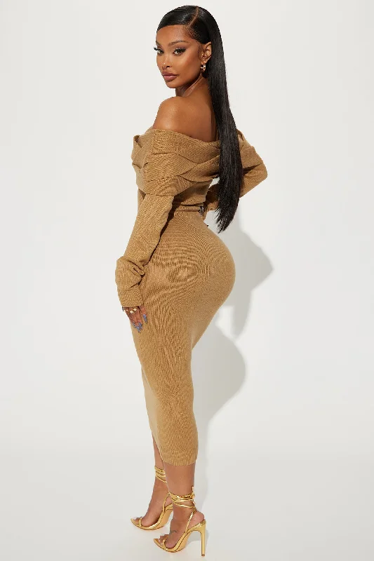 Vivien Sweater Midi Dress - Tan