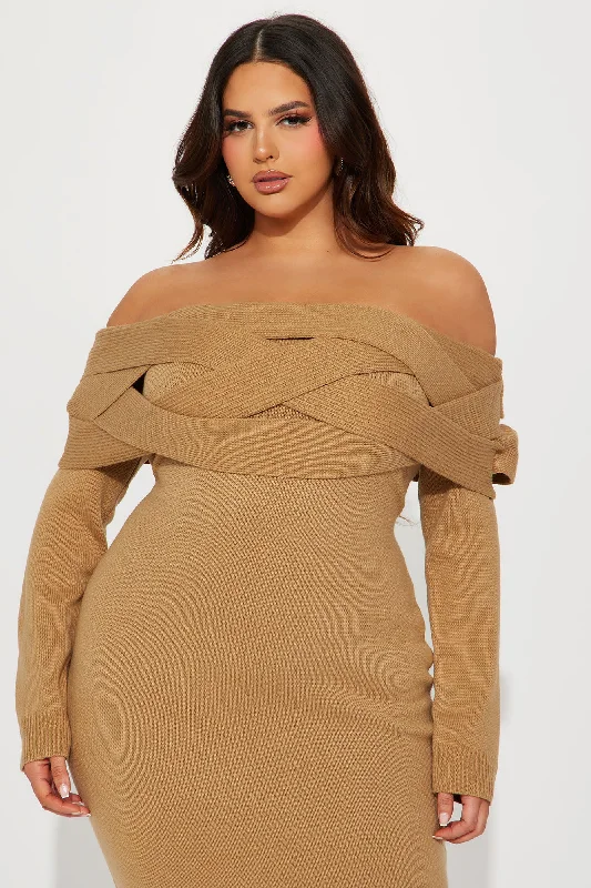 Vivien Sweater Midi Dress - Tan