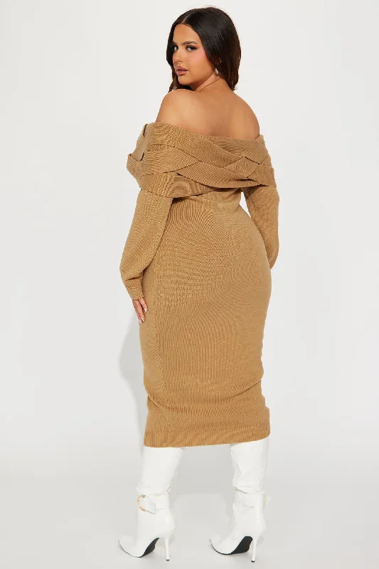 Vivien Sweater Midi Dress - Tan