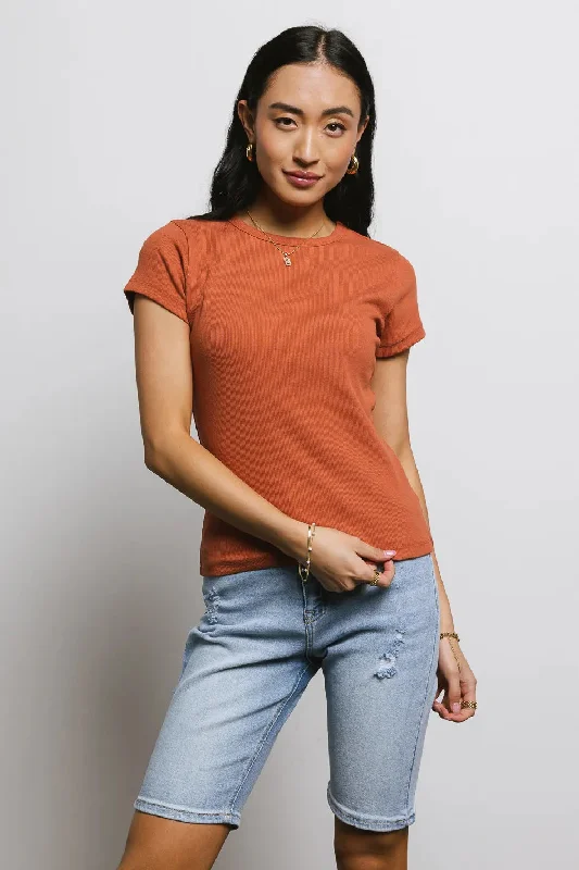 Addison Ribbed Top in Clay