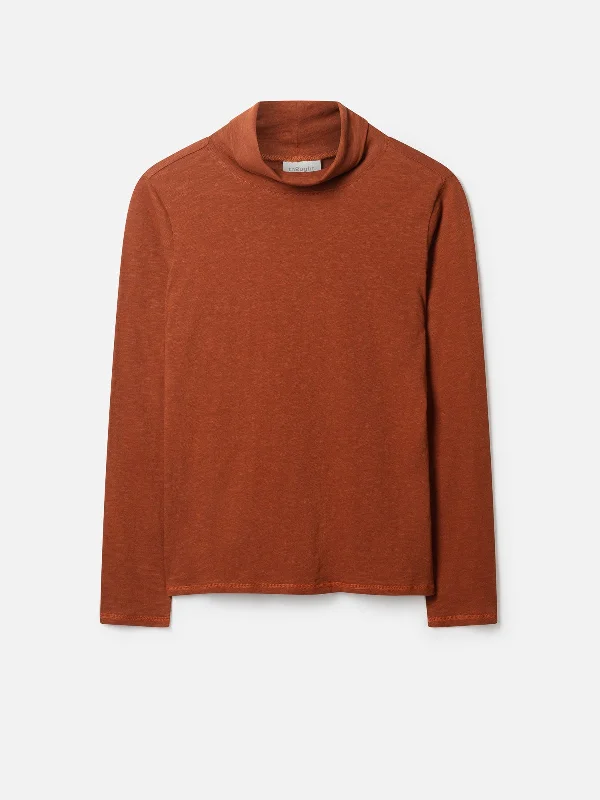 Fairtrade Organic Cotton Polo Neck Top - Chestnut Brown