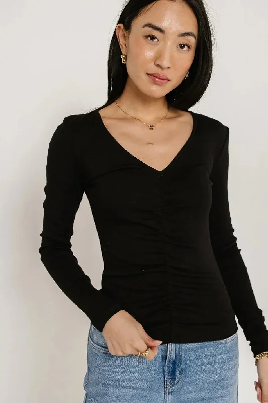 Mackenzie Ruched Top in Black