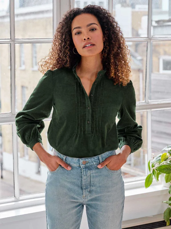 Milou Organic Cotton Corduroy Shirt - Forest Green