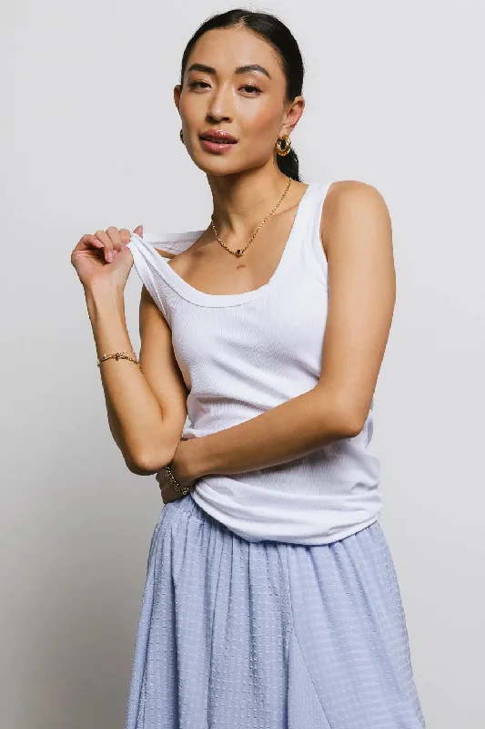 Olivia Ribbed Tank in Off White - FINAL SALE