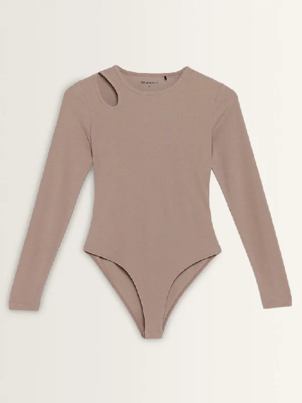 Studiofit Light Brown Cut-Out Detailed Bodysuit