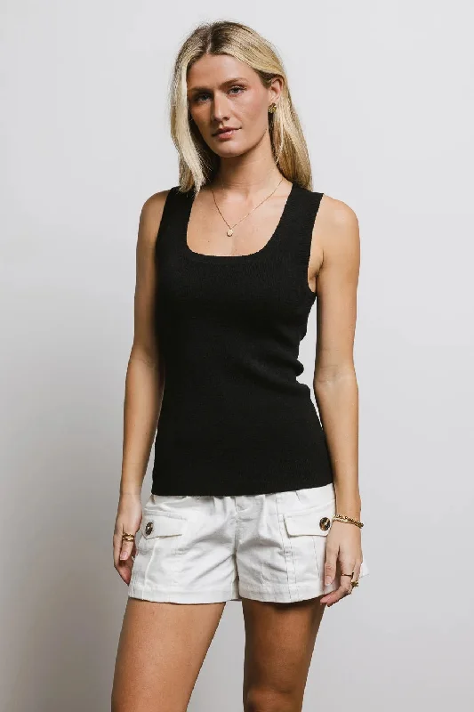 Textured Sweater Tank in Black