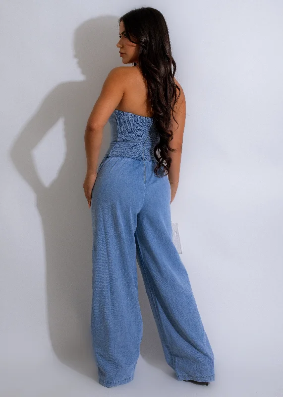 The Bow-Front Jumpsuit Light Denim