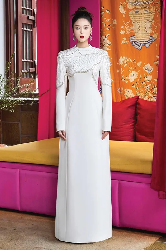 Your Dream Deal is Here!Glamor A-line High Neck Velvet Satin Maxi Dress