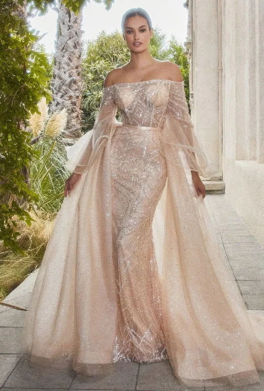 Save Money, Shop Happy!Andrea & Leo A1175 Off Shoulder Flared Sleeve A Line Gown