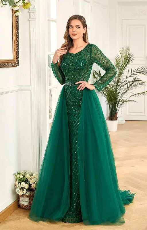 Everything Must Go!High Couture NR2214 Long Sleeve Prom Formal Evening Gown