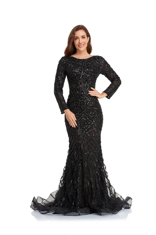 Price Drop Alert!High Couture NR2229 Long Sleeve Beaded Formal Dress