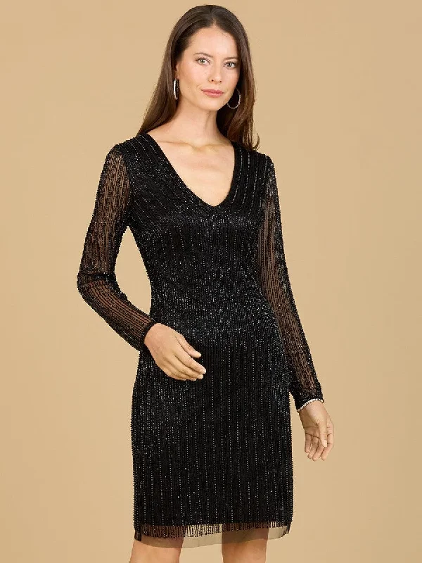 Get Ready to Save!Lara Dresses 29164 Beaded Long Sleeve Cocktail Dress
