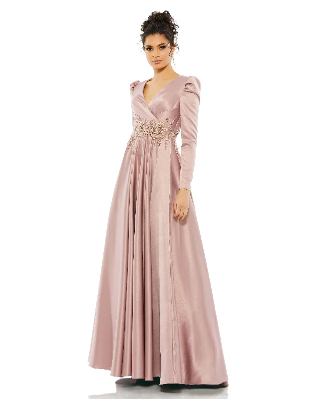 Limited Stock Available!Mac Duggal 11221 Long Sleeve Formal Beaded Dress