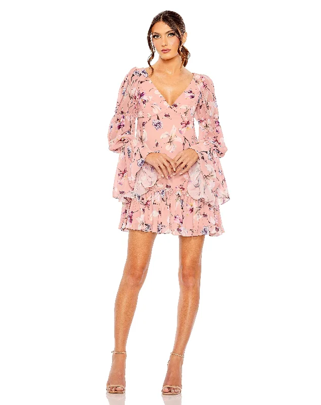 Shop Now and Save!Mac Duggal 11409 Long Sleeve Floral Cocktail Dress