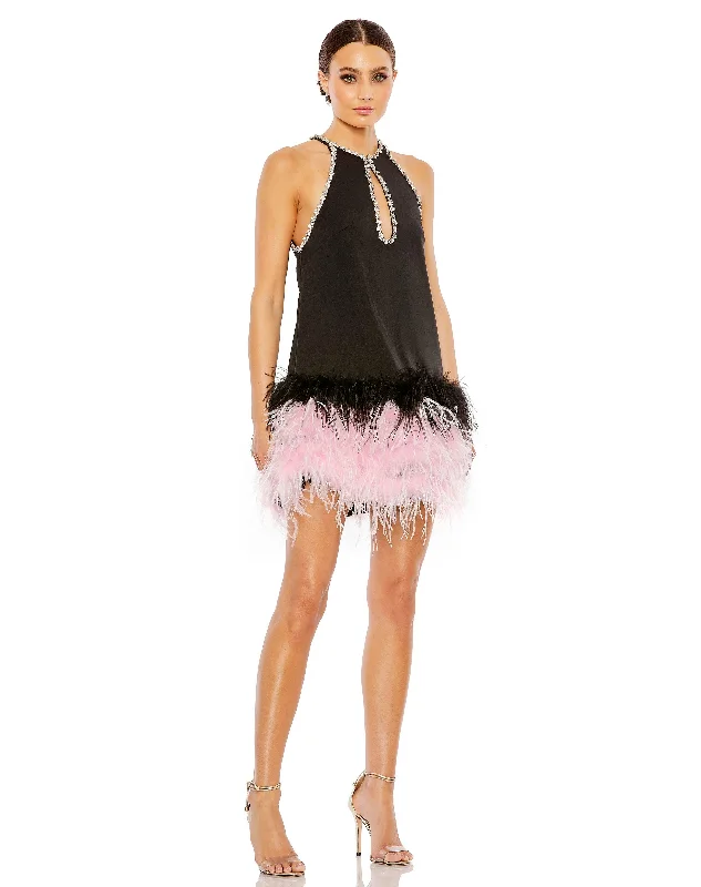 Shop Smart, Save Big!Mac Duggal 11437 Short Feather Skirt Cocktail Dress